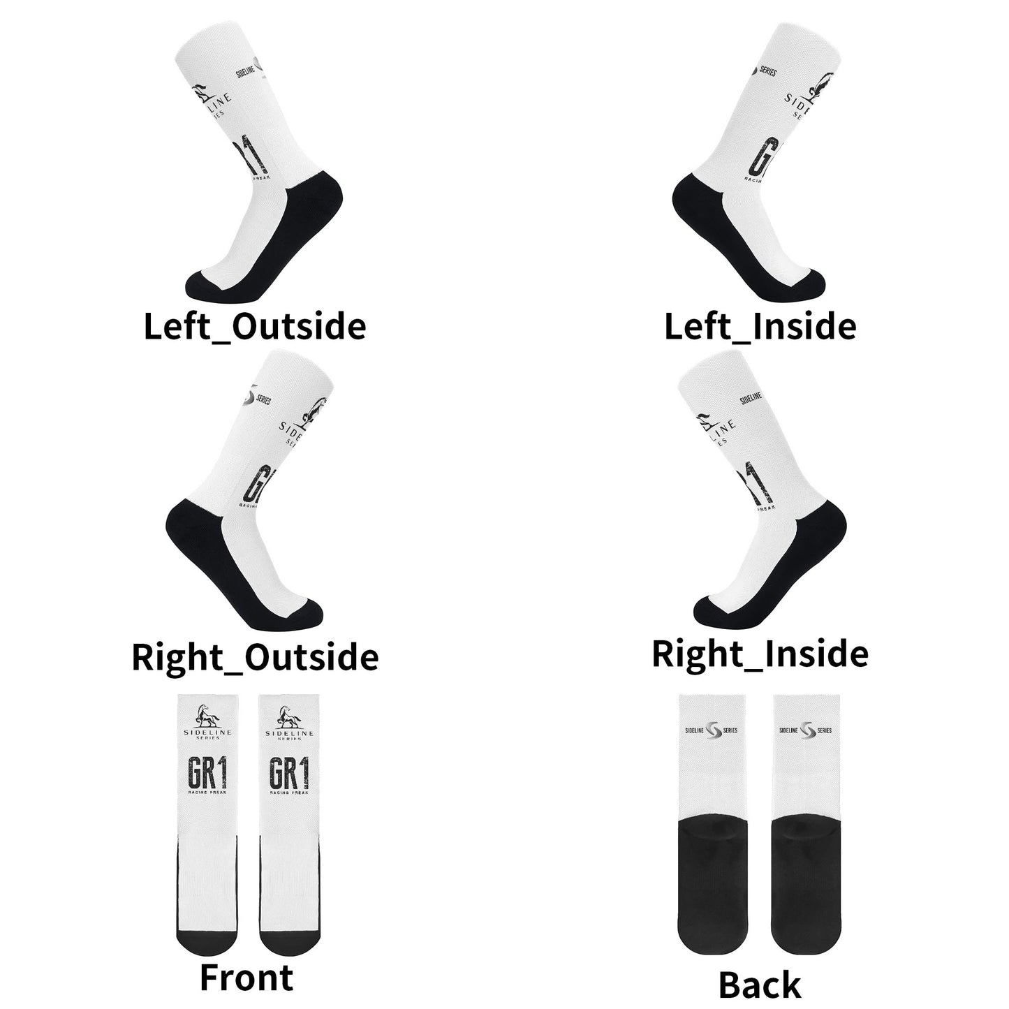 Polyester & Cotton GR1 Racing Freak Crew Socks - Ideal for Sports & Fashion, Reinforced Heel and Toe, Seamless Toe
