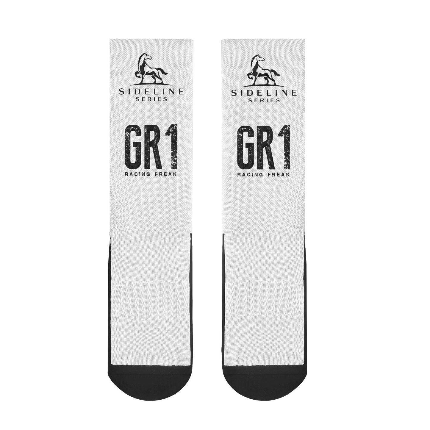Polyester & Cotton GR1 Racing Freak Crew Socks - Ideal for Sports & Fashion, Reinforced Heel and Toe, Seamless Toe