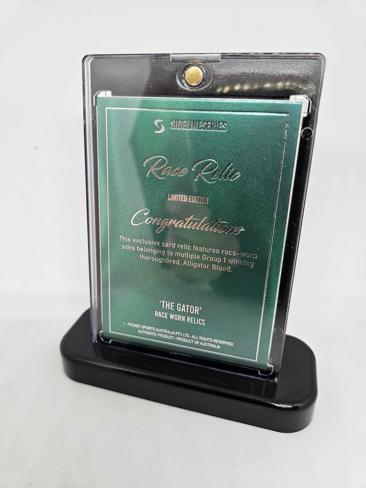 Alligator Blood Race Worn Silks relic card