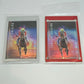 Two trading cards featuring a character in colorful packaging on a white background