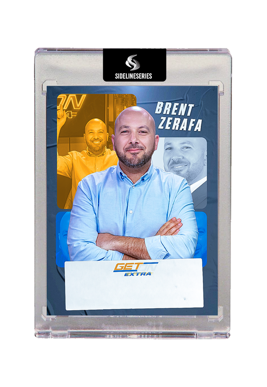 GetOn Extra host, Brent Zerafa collectible card